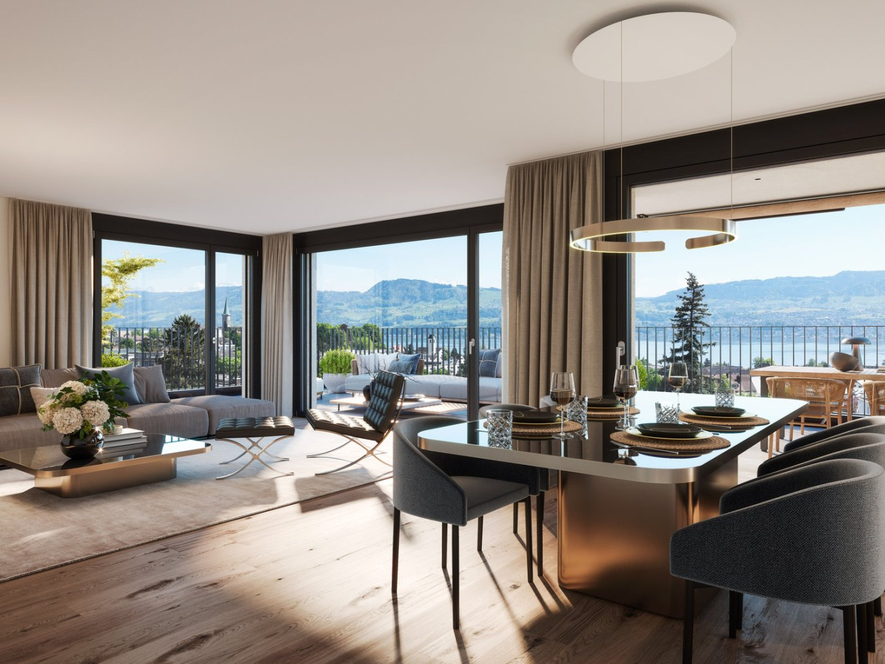 Neubau 4.5-Zimmer Attikawohnung, 148m2 Wohnfläche, zentrumsnahe Lage, wunderbare Seesicht