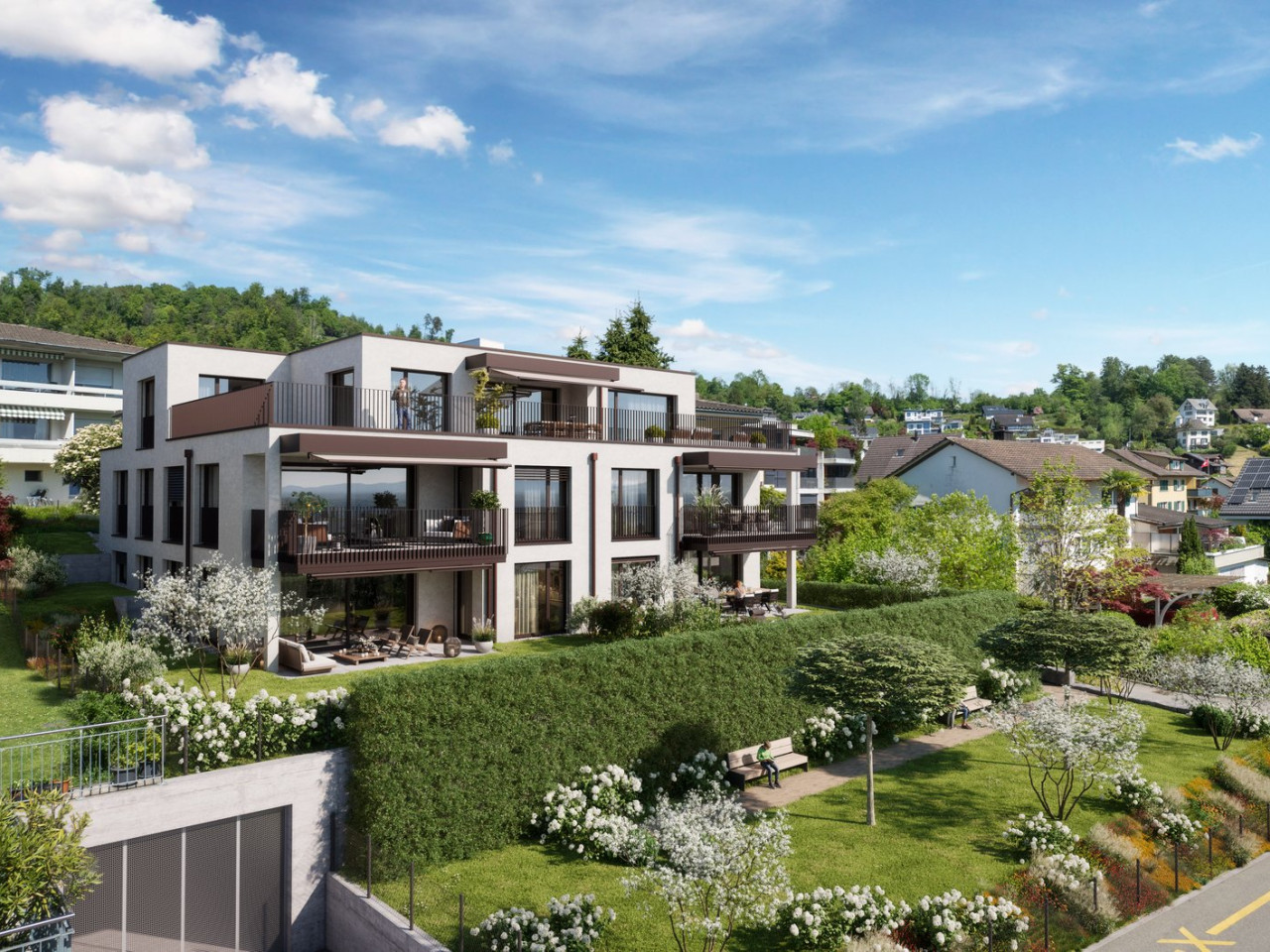 Neubau 4.5-Zimmer Attikawohnung, 148m2 Wohnfläche, zentrumsnahe Lage, wunderbare Seesicht